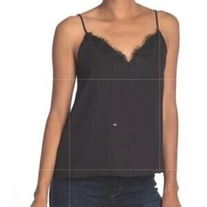 Socialite Lace Trim V-Neck Lined Camisole Size XL/Extra Large in Black NWT